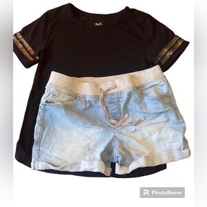 Justice 12 Plus 12+ set Shorts and tee t shirt girls size 14 denim spring summer